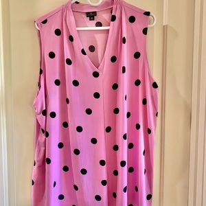 Pink and black polka dot sleeveless blouse. Size 2X